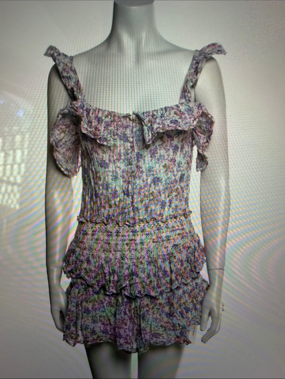 LoveShackFancy Floral Print Mini Dress
